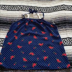 Navy blue rose shirt with lace back